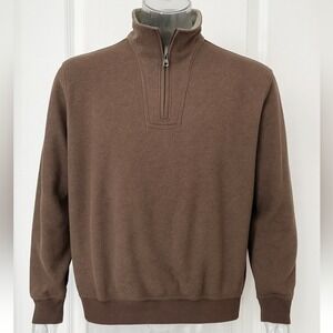 Orvis Men's Brown Half-Zip Cotton Sweater Pullover Large